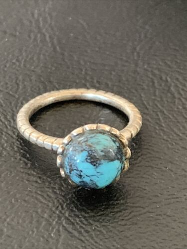 Navajo Blue Kingman Turquoise Pinky Ring | Sterling Silver | Sz 4.5 | Authentic Native American Handmade | 12461