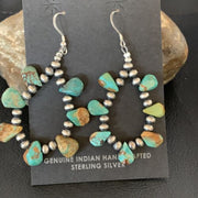 Navajo Green Cluster Turquoise Bead Earrings | Sterling Silver | Authentic Native American Handmade | 13370
