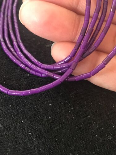 Navajo Sugilite 5-Strand Stabilized Tube Heishi Necklace | Sterling Silver | Authentic Native American Handmade | 8489