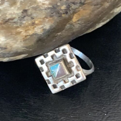 Native American Women's Navajo Blue Turquoise Sugilite Inlay Ring | Sz 7 | 11286
