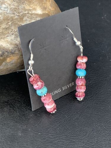 Native American Navajo Purple Spiny Oyster Bead Earrings | Sterling Silver | 13674