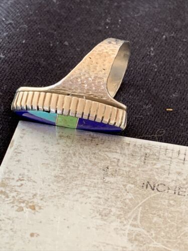 Navajo Multi-Color Lapis & Turquoise Inlay Ring | Sterling Silver | Sz 7 | Authentic Native American Handmade | 1577