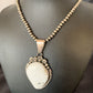 Men's Navajo White Buffalo Turquoise Pendant Necklace | Sterling Silver | Authentic Native American Handmade | 11846