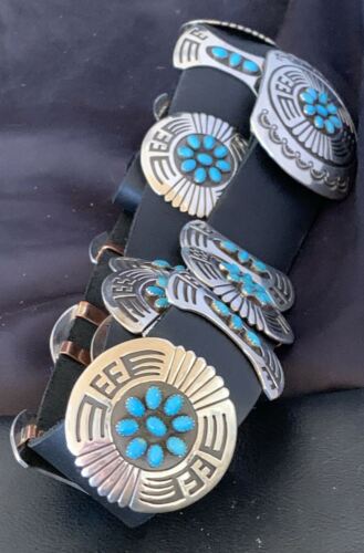 Men's Handmade Hopi Turquoise Concho Belt Buckle | Sterling Silver | 48" | 12292