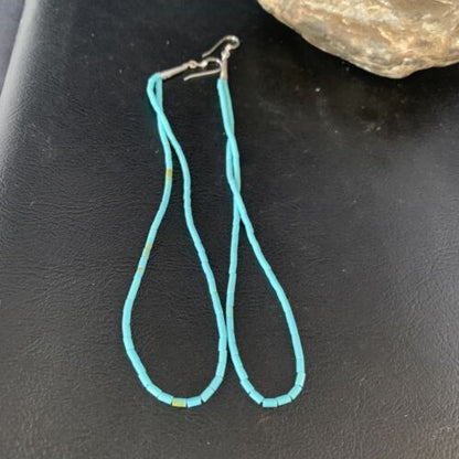 Navajo Silver Heishi Beads Turquoise Earrings | Sterling Silver | 5" | 13504