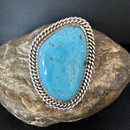 Native American Sterling Silver Blue Kingman Turquoise Ring | Sz 9 | 14550