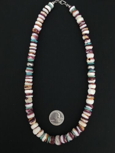 Navajo Purple Spiny Oyster Turquoise Necklace | Sterling Silver | 20" | Authentic Native American Handmade | 2519