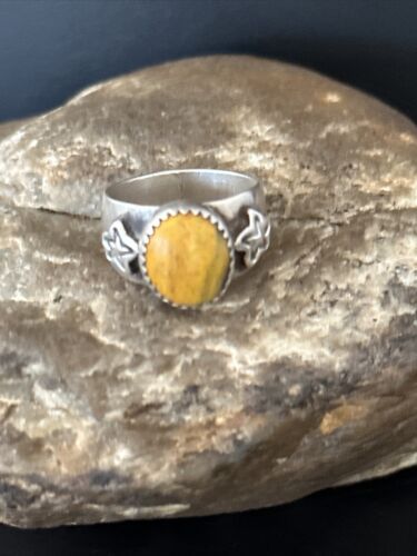 Southwestern Navajo Yellow Bumble Bee Jasper Ring | Sterling Silver | Sz 7 | 14266
