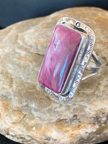 Navajo Purple Spiny Oyster Ring | Sterling Silver | Sz 10 | Authentic Native American Handmade | 4116