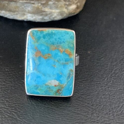 Navajo Blue Kingman Turquoise Ring | Sterling Silver | Sz 8 | Authentic Native American Handmade | 12789