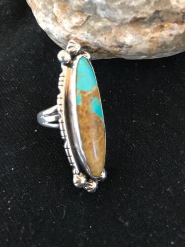 Navajo Blue Turquoise Ring | Sterling Silver | Sz 6.5 | Authentic Native American Handmade | Yazzie | 3530