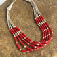 Navajo Red Stabilized Coral Heishi Sterling Silver Bracelet | 5-Strand | 7" | 13603