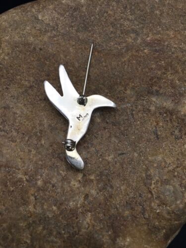 Navajo Hummingbird Inlay Pin | Turquoise | Sterling Silver | Authentic Native American Handmade | 2903