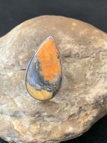 Southwestern Navajo Yellow Bumble Bee Jasper Ring | Sterling Silver | Sz 7 | 11553