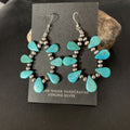 Navajo Blue Cluster Turquoise Bead Earrings | Sterling Silver | Authentic Native American Handmade | 13328