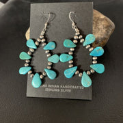 Navajo Blue Cluster Turquoise Bead Earrings | Sterling Silver | Authentic Native American Handmade | 13328