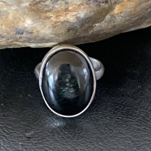 Native American Navajo Handmade Sterling Silver Black Onyx Ring | Sz 7 | 11619