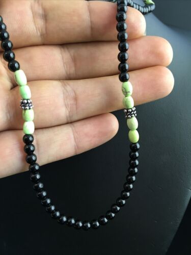 Native American Design Black Onyx Men's Necklace | Sterling Silver | 18" | 10014