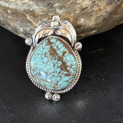 Navajo Blue Turquoise #8 Rings | Sterling Silver | Sz 9 | Authentic Native American Handmade | 14284