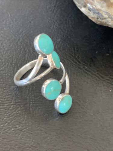 Navajo Blue Kingman Turquoise Multi-Stone Ring | Authentic Native American Sterling Silver | Sz 6 | 12458