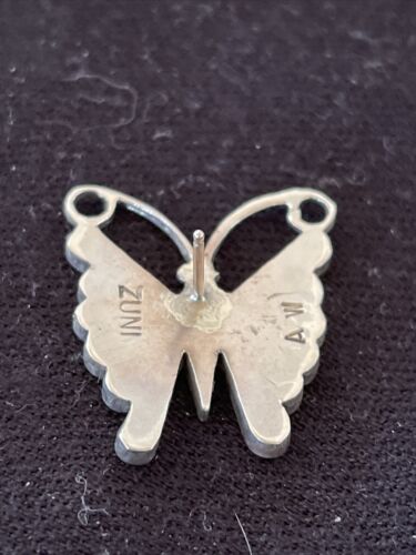 Native American Zuni Sterling Silver Inlay Earrings | Turquoise Coral Mother of Pearl | 1085