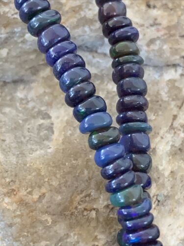 Native American Women's Black Fire Opal Bead Necklace | Sterling Silver | 20" | 00979