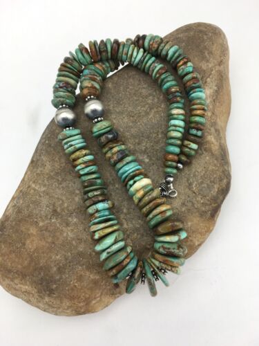 Navajo Graduated Turquoise Necklace | Sterling Silver | Authentic Native American | 21" | 1242
