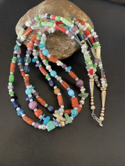 Native American Santo Domingo Pearl Mixed Bead Necklace | 3-Strand | 24" | 11989