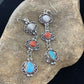 Navajo Spiny, Turquoise & Howlite Dangle Earrings | Sterling Silver | Authentic Native American Handmade | 1614