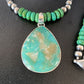 Navajo Green Turquoise Pendant Necklace | Sterling Silver Beads | Authentic Native American Handmade | 13307