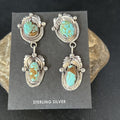 Navajo Blue #8 Turquoise Dangle Earrings | Sterling Silver | Authentic Native American Handmade | 14339