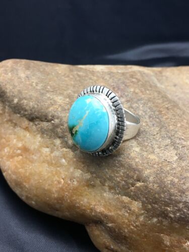 Royston Turquoise Navajo Ring | Sterling Silver | Sz 6.75 | Authentic Native American Handmade | 2654