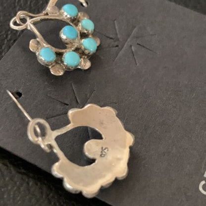 Southwestern Zuni Needle Point Turquoise Earrings | Sterling Silver | Authentic Native American Handmade | 12887