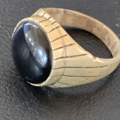 Native American Old Pawn Navajo Black Onyx Ring | Sterling Silver | Sz 12 | 11956