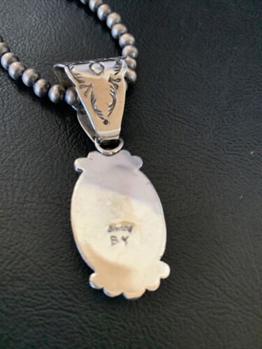 Navajo Orange Spiny Oyster Pendant Necklace | Sterling Silver | Authentic Native American Handmade | 13082