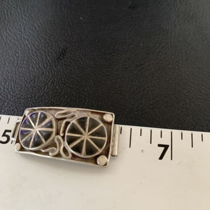 Authentic Native American Navajo Sterling Silver Watch Tips | Vintage Old Pawn Wagon Wheel Design | 12932