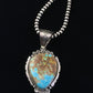 Navajo Kingman Blue Turquoise Pendant Necklace | Sterling Silver Pearls | Authentic Native American Handmade | 10093