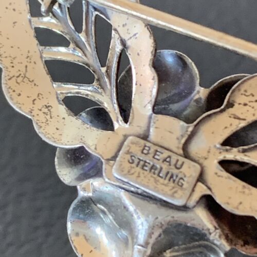 Vintage Navajo Sterling Silver Flower Leaf Pin Brooch | 1.65" | Authentic Native American Handmade | 1460