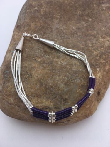 Southwestern Liquid Silver Purple Sugilite Heishi 5-Strand Bracelet | Sterling Silver | 7" | 13599