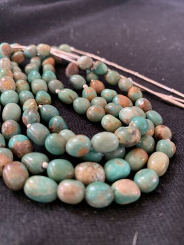 Navajo Sterling Silver Heishi Green Turquoise 2 Strand Bead Necklace | Authentic Native American Handmade | 00871