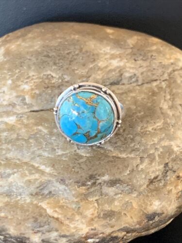 Mojave Blue Turquoise Ring | Navajo Sterling Silver | Sz 6 | Authentic Native American Handmade | 11424