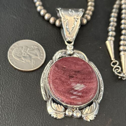 Navajo Purple Spiny Oyster Necklace Pendant | Sterling Silver | Authentic Native American Handmade | 14660