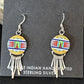 Navajo Multi-Color Turquoise Inlay Earrings | Sterling Silver | Authentic Native American Handmade | 14654