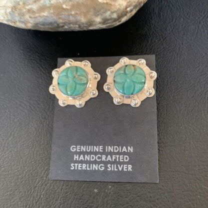 Native American Women's Green Turquoise Earrings | Sterling Silver | 13020 - Masha USA