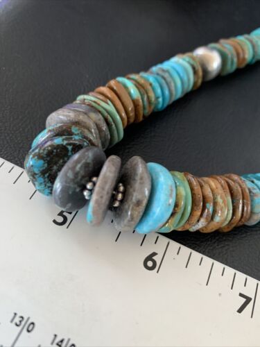 Navajo Blue Green Turquoise Necklace | Sterling Silver | Authentic Native American | 20" | 12910 | Graduated