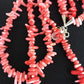 Navajo Native American Coral 2-Strand Bamboo Necklace | Sterling Silver | Southwestern 3253
