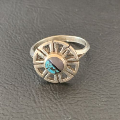 Native American Women's Navajo Blue Turquoise Sugilite Inlay Ring | Sz 6 | 11179