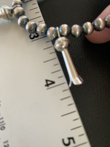 Navajo Pearl Necklace | 6mm Sterling Silver Beads | 24" | Authentic Native American Handmade | 12266