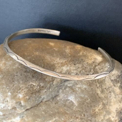 Navajo Stamped Cuff Bracelet | Sterling Silver | Authentic Native American Handmade | 1605