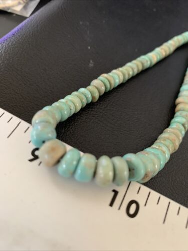 Navajo Pearls Royston Bead Green Turquoise Necklace | Sterling Silver | 26" | Authentic Native American Handmade | 12534